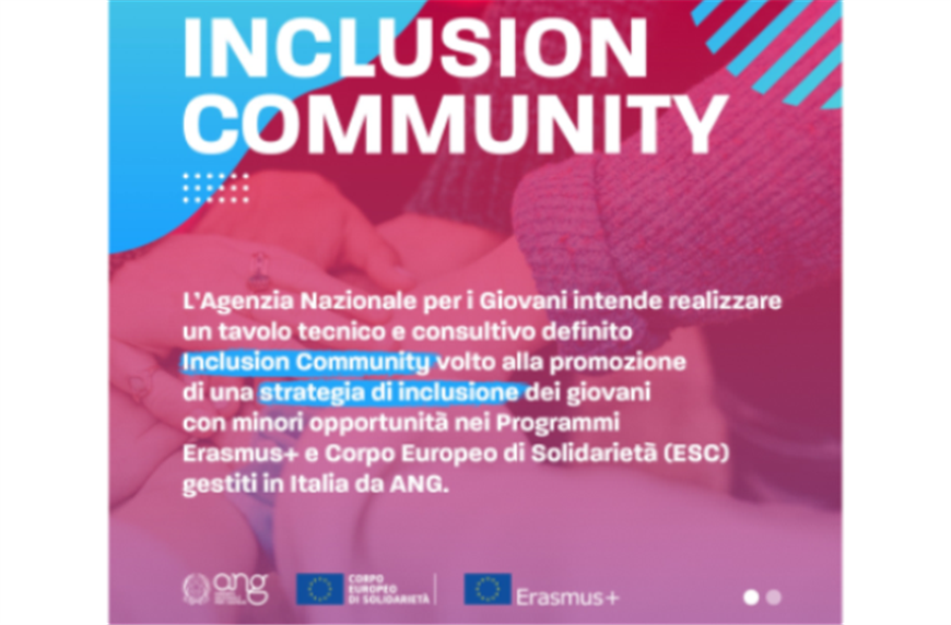 ANG. Inclusion Community – Riapertura dei termini per la manifestazione di interesse, scadenza il 17 febbraio 2022